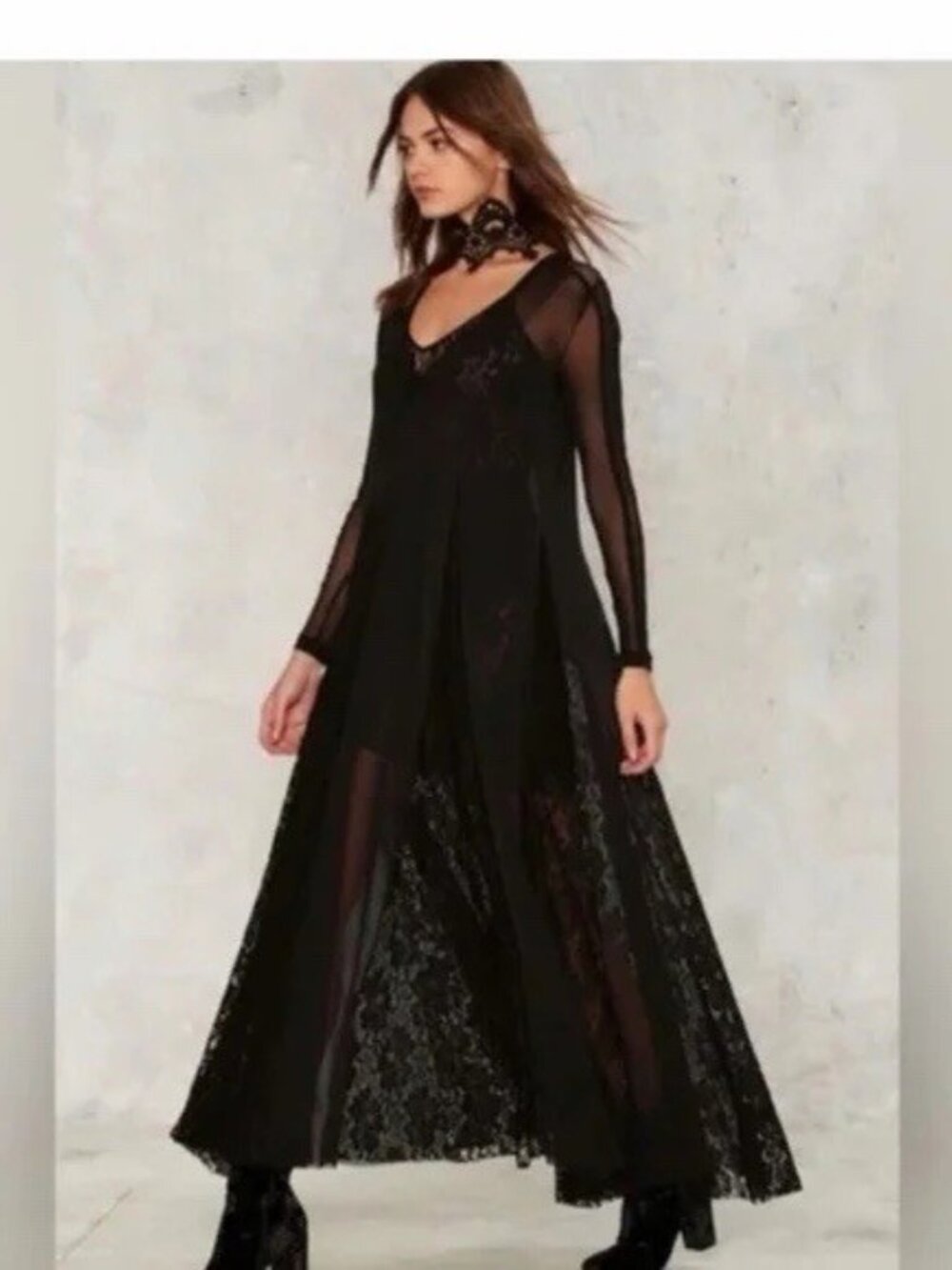 We are HAH Mama C Sheer Slip Goth Lace Mesh Witchy Free People Revolve HAH